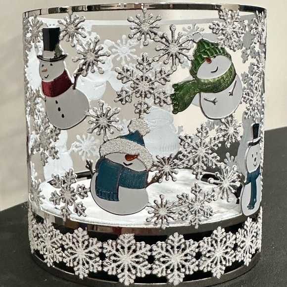 Bath & Body Works Silver Snowman Candle Holder for Large 3 Wick - Picture 2 of 6